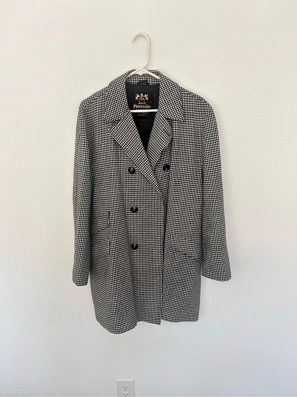 Lord Forecaster Topper Houndstooth Coat in Black & White Like New
